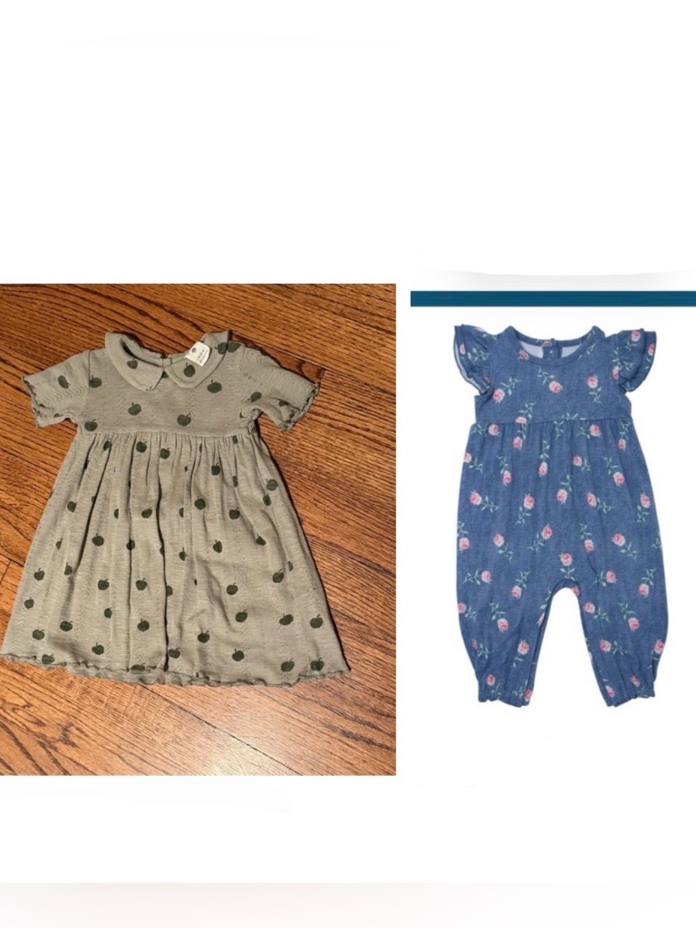 Kate Quinn Bamboo Pointelle Dress & Jumpsuit Romper Bundle Set 6-12 Like New